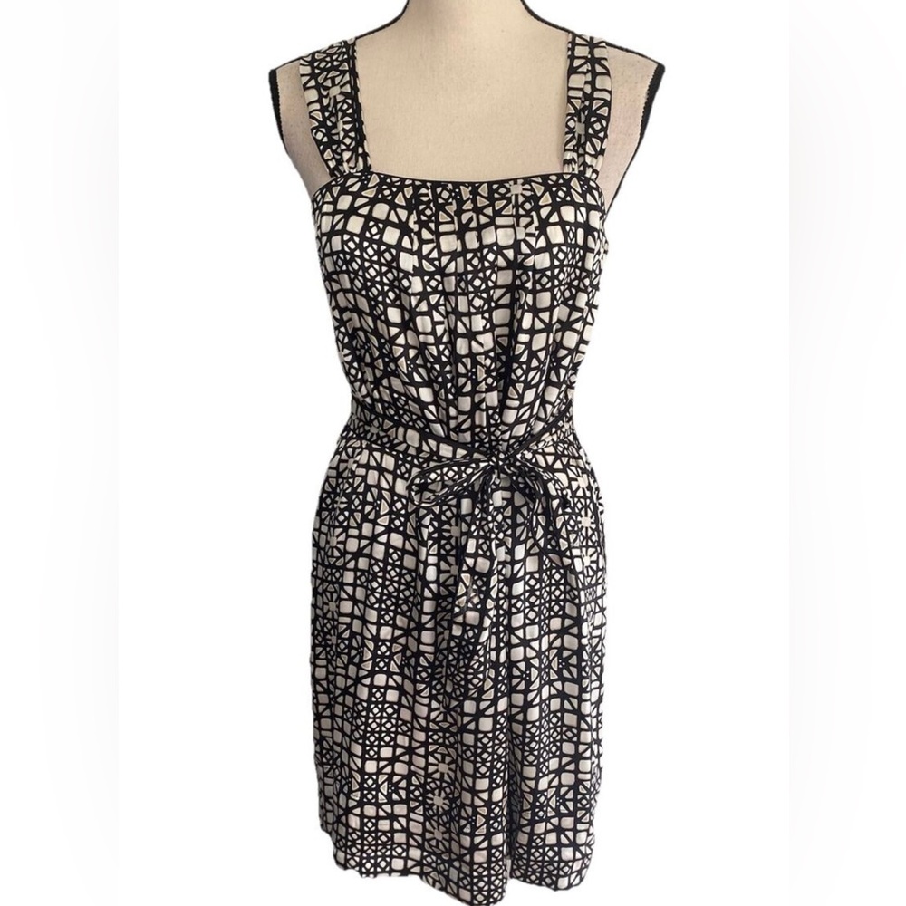 WHBM SILK Geometric Print Metallic Dress Size 2